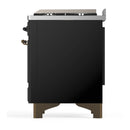 ILVE Majestic III 60-inch Dual Fuel Range with 7 Natural Gas Burner, Griddle and Triple Glass Door Electric Oven in Glossy Black with Burnished Trim (UM60FNR3BKB)