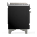 ILVE Majestic III 60-inch Dual Fuel Range with 7 Natural Gas Burner, Griddle and Triple Glass Door Electric Oven in Glossy Black with Chrome Trim (UM60FNR3BKC)