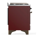 ILVE Majestic III 60-inch Dual Fuel Range with 7 Natural Gas Burner, Griddle and Triple Glass Door Electric Oven in Burgundy with Burnished Trim (UM60FNR3BUB)