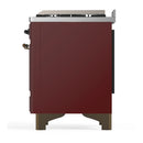 ILVE Majestic III 60-inch Dual Fuel Range with 7 Natural Gas Burner, Griddle and Triple Glass Door Electric Oven in Burgundy with Burnished Trim (UM60FNR3BUB)