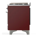 ILVE Majestic III 60-inch Dual Fuel Range with 7 Natural Gas Burner, Griddle and Triple Glass Door Electric Oven in Burgundy with Chrome Trim (UM60FNR3BUC)