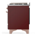 ILVE Majestic III 60-inch Dual Fuel Range with 5 Liquid Propane Burner, Griddle and Triple Glass Door Electric Oven in Burgundy with Copper Trim (UM60FNR3BUPLP)