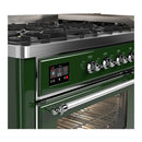 ILVE Majestic III 60-inch Dual Fuel Range with 7 Natural Gas Burner, Griddle and Triple Glass Door Electric Oven in Emerald Green with Chrome Trim (UM60FNR3EGC)