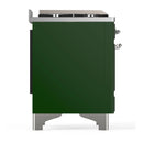 ILVE Majestic III 60-inch Dual Fuel Range with 7 Natural Gas Burner, Griddle and Triple Glass Door Electric Oven in Emerald Green with Chrome Trim (UM60FNR3EGC)