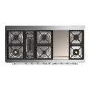 ILVE Majestic III 60-inch Dual Fuel Range with 7 Natural Gas Burner, Griddle and Triple Glass Door Electric Oven in Emerald Green with Chrome Trim (UM60FNR3EGC)