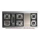 ILVE Majestic III 60-inch Dual Fuel Range with 7 Natural Gas Burner, Griddle and Triple Glass Door Electric Oven in Emerald Green with Copper Trim (UM60FNR3EGP)