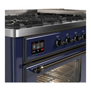 ILVE Majestic III 60-inch Dual Fuel Range with 5 Liquid Propane Burner, Griddle and Triple Glass Door Electric Oven in Midnight Blue with Burnished Trim (UM60FNR3MBBLP)