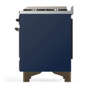 ILVE Majestic III 60-inch Dual Fuel Range with 5 Liquid Propane Burner, Griddle and Triple Glass Door Electric Oven in Midnight Blue with Burnished Trim (UM60FNR3MBBLP)