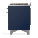 ILVE Majestic III 60-inch Dual Fuel Range with 5 Liquid Propane Burner, Griddle and Triple Glass Door Electric Oven in Midnight Blue with Chrome Trim (UM60FNR3MBCLP)