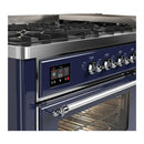 ILVE Majestic III 60-inch Dual Fuel Range with 7 Natural Gas Burner, Griddle and Triple Glass Door Electric Oven in Midnight Blue with Chrome Trim (UM60FNR3MBC)