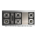 ILVE Majestic III 60-inch Dual Fuel Range with 7 Natural Gas Burner, Griddle and Triple Glass Door Electric Oven in Midnight Blue with Chrome Trim (UM60FNR3MBC)