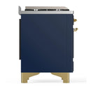 ILVE Majestic III 60-inch Dual Fuel Range with 7 Natural Gas Burner, Griddle and Triple Glass Door Electric Oven in Blue Grey with Brass Trim (UM60FNR3MBG)