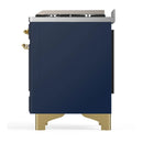 ILVE Majestic III 60-inch Dual Fuel Range with 7 Natural Gas Burner, Griddle and Triple Glass Door Electric Oven in Blue Grey with Brass Trim (UM60FNR3MBG)