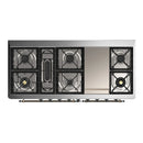 ILVE Majestic III 60-inch Dual Fuel Range with 7 Natural Gas Burner, Griddle and Triple Glass Door Electric Oven in Graphite Matte with Burnished Trim (UM60FNR3MGB)