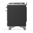 ILVE Majestic III 60-inch Dual Fuel Range with 7 Natural Gas Burner, Griddle and Triple Glass Door Electric Oven in Graphite Matte with Chrome Trim (UM60FNR3MGC)