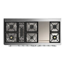 ILVE Majestic III 60-inch Dual Fuel Range with 7 Natural Gas Burner, Griddle and Triple Glass Door Electric Oven in Graphite Matte with Chrome Trim (UM60FNR3MGC)
