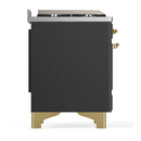 ILVE Majestic III 60-inch Dual Fuel Range with 5 Liquid Propane Burner, Griddle and Triple Glass Door Electric Oven in Graphite Matte with Brass Trim (UM60FNR3MGGLP)