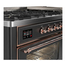 ILVE Majestic III 60-inch Dual Fuel Range with 7 Natural Gas Burner, Griddle and Triple Glass Door Electric Oven in Graphite Matte with Copper Trim (UM60FNR3MGP)