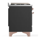 ILVE Majestic III 60-inch Dual Fuel Range with 7 Natural Gas Burner, Griddle and Triple Glass Door Electric Oven in Graphite Matte with Copper Trim (UM60FNR3MGP)