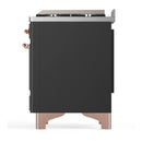 ILVE Majestic III 60-inch Dual Fuel Range with 7 Natural Gas Burner, Griddle and Triple Glass Door Electric Oven in Graphite Matte with Copper Trim (UM60FNR3MGP)