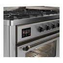 ILVE Majestic III 60-inch Dual Fuel Range with 5 Liquid Propane Burner, Griddle and Triple Glass Door Electric Oven in Stainless Steel with Burnished Trim (UM60FNR3SSBLP)