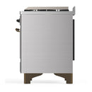 ILVE Majestic III 60-inch Dual Fuel Range with 7 Natural Gas Burner, Griddle and Triple Glass Door Electric Oven in Stainless Steel with Burnished Trim (UM60FNR3SSB)
