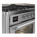 ILVE Majestic III 60-inch Dual Fuel Range with 5 Liquid Propane Burner, Griddle and Triple Glass Door Electric Oven in Stainless Steel with Chrome Trim (UM60FNR3SSCLP)