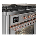 ILVE Majestic III 60-inch Dual Fuel Range with 7 Natural Gas Burner, Griddle and Triple Glass Door Electric Oven in Stainless Steel with Copper Trim (UM60FNR3SSP)