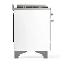 ILVE Majestic III 60-inch Dual Fuel Range with 7 Natural Gas Burner, Griddle and Triple Glass Door Electric Oven in White with Chrome Trim (UM60FNR3WHC)