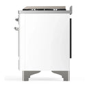 ILVE Majestic III 60-inch Dual Fuel Range with 7 Natural Gas Burner, Griddle and Triple Glass Door Electric Oven in White with Chrome Trim (UM60FNR3WHC)