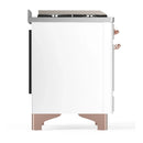 ILVE Majestic III 60-inch Dual Fuel Range with 5 Liquid Propane Burner, Griddle and Triple Glass Door Electric Oven in White with Copper Trim (UM60FNR3WHPLP)