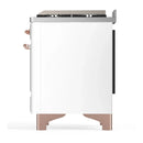 ILVE Majestic III 60-inch Dual Fuel Range with 5 Liquid Propane Burner, Griddle and Triple Glass Door Electric Oven in White with Copper Trim (UM60FNR3WHPLP)
