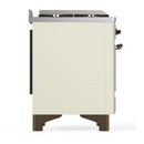 ILVE Majestic III 60-inch Dual Fuel Range with 7 Natural Gas Burner, Griddle and Solid Door Electric Oven in Antique White with Burnished Trim (UM60FQNR3AWB)