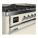 ILVE Majestic III 60-inch Dual Fuel Range with 7 Natural Gas Burner, Griddle and Solid Door Electric Oven in Antique White with Chrome Trim (UM60FQNR3AWC)