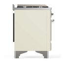 ILVE Majestic III 60-inch Dual Fuel Range with 7 Natural Gas Burner, Griddle and Solid Door Electric Oven in Antique White with Chrome Trim (UM60FQNR3AWC)