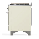 ILVE Majestic III 60-inch Dual Fuel Range with 7 Natural Gas Burner, Griddle and Solid Door Electric Oven in Antique White with Chrome Trim (UM60FQNR3AWC)