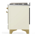 ILVE Majestic III 60-inch Dual Fuel Range with 7 Natural Gas Burner, Griddle and Solid Door Electric Oven in Antique White with Brass Trim (UM60FQNR3AWG)
