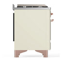 ILVE Majestic III 60-inch Dual Fuel Range with 7 Natural Gas Burner, Griddle and Solid Door Electric Oven in Antique White with Copper Trim (UM60FQNR3AWP)
