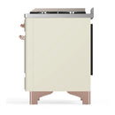 ILVE Majestic III 60-inch Dual Fuel Range with 7 Natural Gas Burner, Griddle and Solid Door Electric Oven in Antique White with Copper Trim (UM60FQNR3AWP)