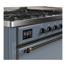 ILVE Majestic III 60-inch Dual Fuel Range with 5 Liquid Propane Burner, Griddle and Solid Door Electric Oven in Blue Grey with Burnished Trim (UM60FQNR3BGBLP)