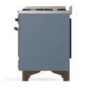 ILVE Majestic III 60-inch Dual Fuel Range with 5 Liquid Propane Burner, Griddle and Solid Door Electric Oven in Blue Grey with Burnished Trim (UM60FQNR3BGBLP)