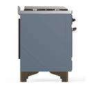 ILVE Majestic III 60-inch Dual Fuel Range with 7 Natural Gas Burner, Griddle and Solid Door Electric Oven in Blue Grey with Burnished Trim (UM60FQNR3BGB)
