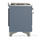 ILVE Majestic III 60-inch Dual Fuel Range with 7 Natural Gas Burner, Griddle and Solid Door Electric Oven in Blue Grey with Chrome Trim (UM60FQNR3BGC)