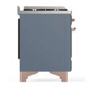 ILVE Majestic III 60-inch Dual Fuel Range with 7 Natural Gas Burner, Griddle and Solid Door Electric Oven in Blue Grey with Copper Trim (UM60FQNR3BGP)