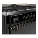 ILVE Majestic III 60-inch Dual Fuel Range with 5 Liquid Propane Burner, Griddle and Solid Door Electric Oven in Glossy Black with Burnished Trim (UM60FQNR3BKBLP)