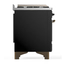ILVE Majestic III 60-inch Dual Fuel Range with 7 Natural Gas Burner, Griddle and Solid Door Electric Oven in Glossy Black with Burnished Trim (UM60FQNR3BKB)