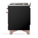 ILVE Majestic III 60-inch Dual Fuel Range with 7 Natural Gas Burner, Griddle and Solid Door Electric Oven in Glossy Black with Copper Trim (UM60FQNR3BKP)