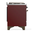 ILVE Majestic III 60-inch Dual Fuel Range with 7 Natural Gas Burner, Griddle and Solid Door Electric Oven in Burgundy with Burnished Trim (UM60FQNR3BUB)