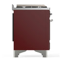 ILVE Majestic III 60-inch Dual Fuel Range with 5 Liquid Propane Burner, Griddle and Solid Door Electric Oven in Burgundy with Chrome Trim (UM60FQNR3BUCLP)
