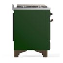 ILVE Majestic III 60-inch Dual Fuel Range with 7 Natural Gas Burner, Griddle and Solid Door Electric Oven in Emerald Green with Burnished Trim (UM60FQNR3EGB)